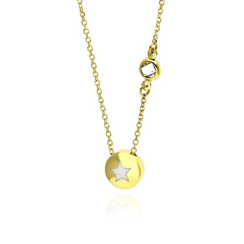 Μενταγιόν Αστέρι με Αλυσίδα από Κίτρινο Χρυσό Κ14 με Πέτρα Ζιργκόν 036733