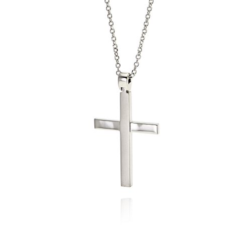 Σταυρός Βάπτισης με Αλυσίδα για Αγόρι από Λευκό Χρυσό Κ14 036782
