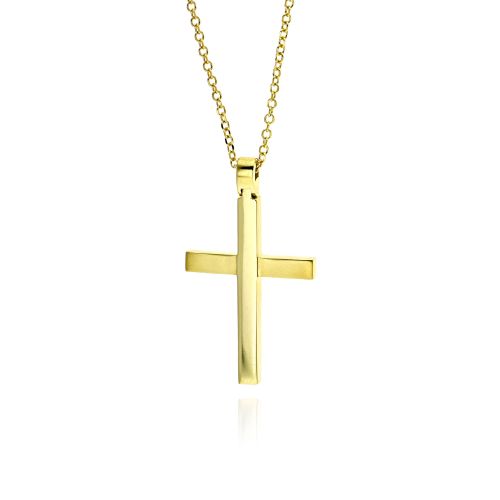 Σταυρός Βάπτισης με Αλυσίδα για Αγόρι από Κίτρινο Χρυσό Κ14 036783