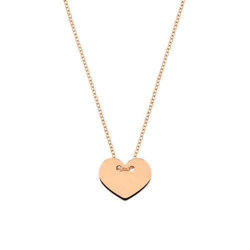 Μενταγιόν Καρδιά με Αλυσίδα από Ροζ Χρυσό Κ14 036996