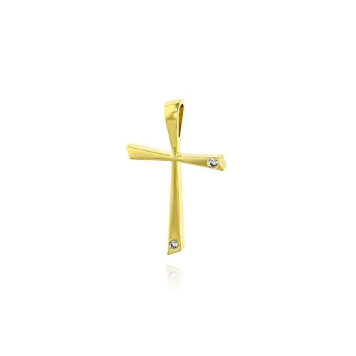 Σταυρός Βάπτισης για Κορίτσι απο Κίτρινο Χρυσό Κ18 και Διαμάντια 037021