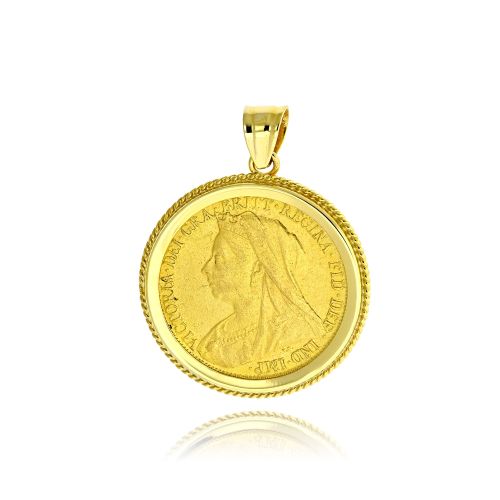Μενταγιόν Λιροθήκη απο Κίτρινο Χρυσό Κ14 - Η λίρα δεν περιλαμβάνεται στην τιμή. 037249
