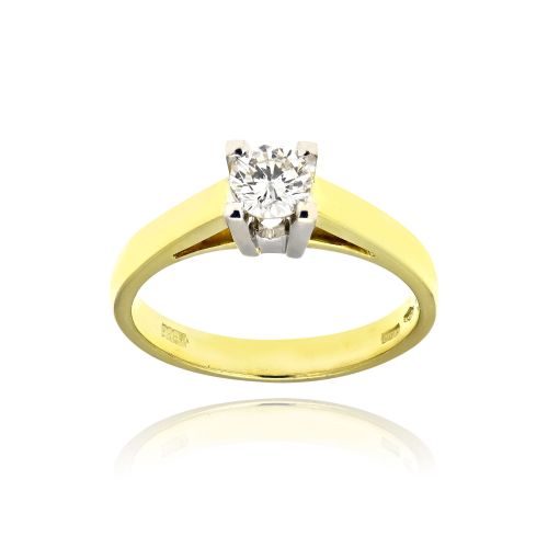 Μονόπετρο Δαχτυλίδι από Λευκό & Κίτρινο Χρυσό Κ18 με Διαμάντι 037264