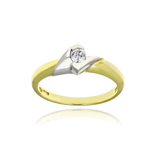 Μονόπετρο Δαχτυλίδι από Λευκό & Κίτρινο Χρυσό Κ18 με Διαμάντι 037266