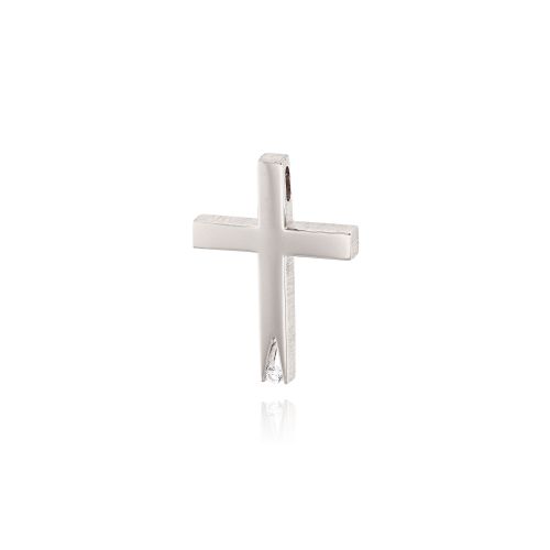 Σταυρός Βάπτισης για Κορίτσι Τριάντος από Λευκό Χρυσό Κ14 με Ζιργκόν 037326