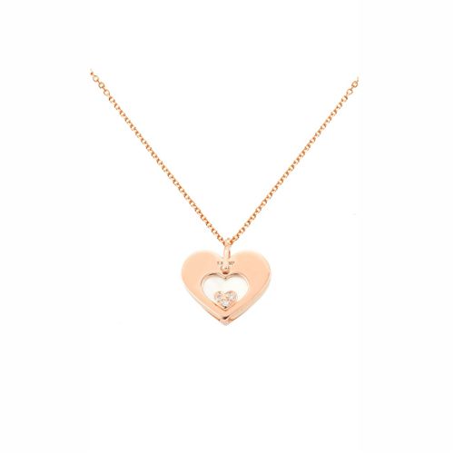 Μενταγιόν Καρδιά με Αλυσίδα από Ροζ Χρυσό Κ14 με Διαμάντι 037349