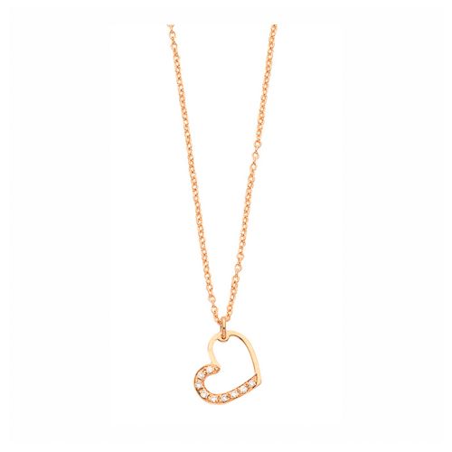 Μενταγιόν Καρδιά με Αλυσίδα απο Ροζ Χρυσό Κ14 με Διαμάντια 037352