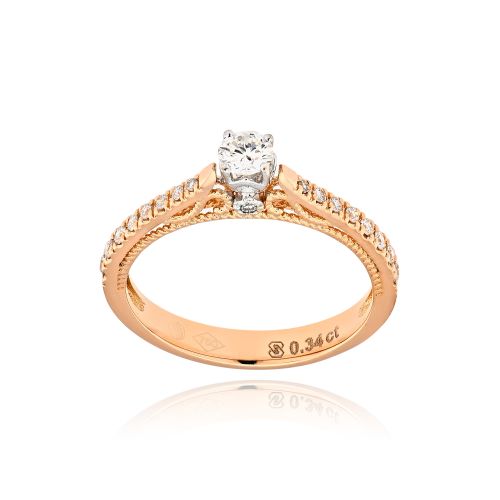Μονόπετρο Δαχτυλίδι από Λευκό & Ροζ Χρυσό Κ18 με Διαμάντια 037485