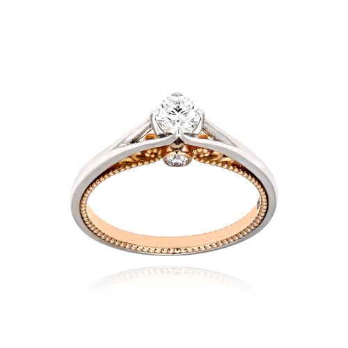Μονόπετρο Δαχτυλίδι από Λευκό & Ροζ Χρυσό Κ18 με Διαμάντια 037700