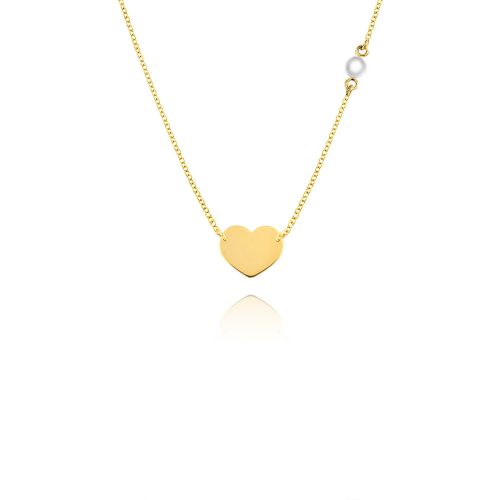 Μενταγιόν Καρδιά με Αλυσίδα απο Κίτρινο Χρυσό Κ14  037742