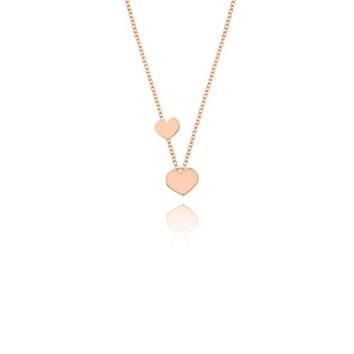 Μενταγιόν Καρδιά με Αλυσίδα από Ροζ Χρυσό Κ14 037761