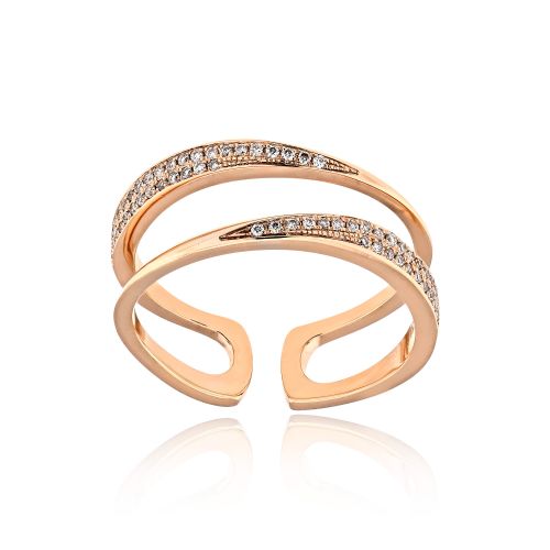 Δαχτυλίδι από Ροζ Χρυσό Κ18 με Διαμάντια 037880
