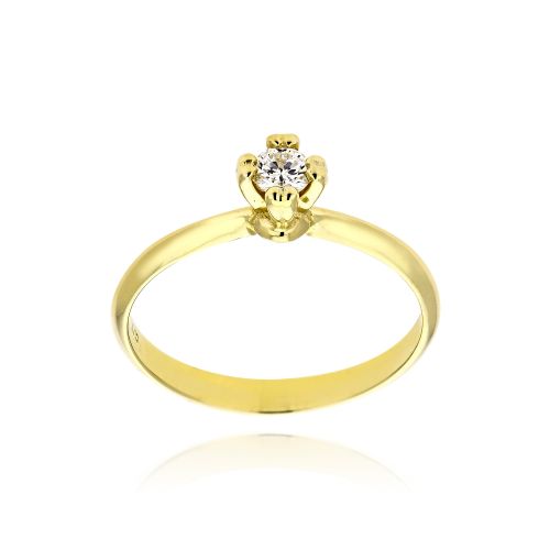 Μονόπετρο Δαχτυλίδι από Κίτρινο Χρυσό Κ9 με Διαμάντι 037918