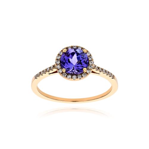 Δαχτυλίδι Ροζέτα από Ροζ Χρυσό Κ18 με Διαμάντια και Τανζανίτη 037956