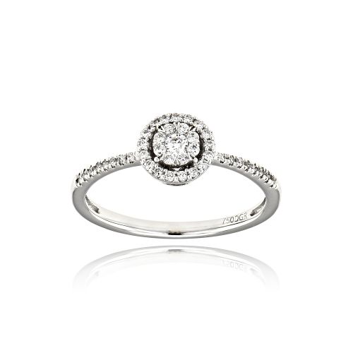 Δαχτυλίδι Ροζέτα από  Λευκό Χρυσό Κ18 με Διαμάντια 038208