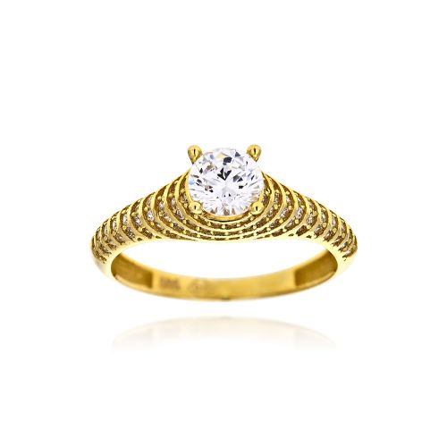 Μονόπετρο Δαχτυλίδι από Κίτρινο Χρυσό Κ14 με Πέτρες Ζιργκόν 038303