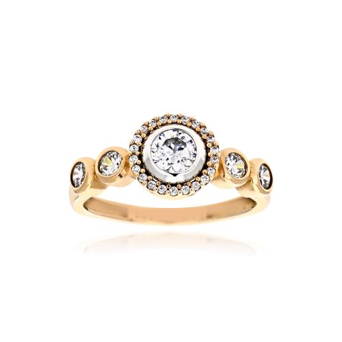 Δαχτυλίδι Ροζέτα από Ροζ Χρυσό Κ14 με Πέτρες Ζιργκόν 038305