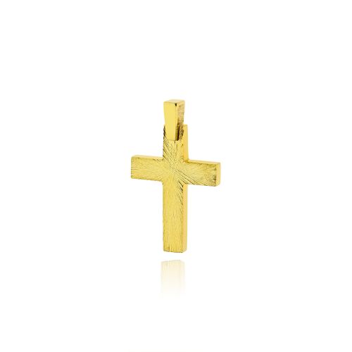 Αντρικός Σταυρός από Κίτρινο Χρυσό Κ14 038361