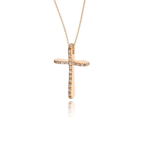 Σταυρός Βάπτισης Val΄Oro με Αλυσίδα για Κορίτσι Ροζ Χρυσό Κ14 038394