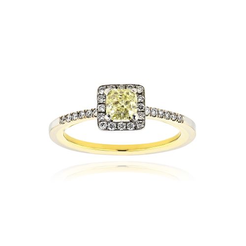 Δαχτυλίδι Μονόπετρο από Κίτρινο και Λευκό Χρυσό  Κ18 με Διαμάντια 038406
