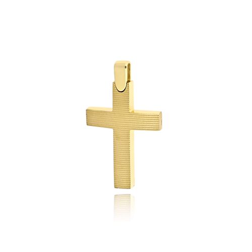Σταυρός Βάπτισης από Κίτρινο Χρυσό Κ14 με Διπλή Όψη 038465