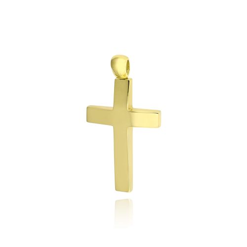 Σταυρός Βάπτισης για Αγόρι Σκέτος Κίτρινο Χρυσό 14 Καρατίων 038594