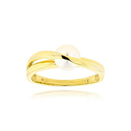 Δαχτυλίδι Κίτρινο Χρυσό 14 Καρατίων Κ14 με Μαργαριτάρι 038655