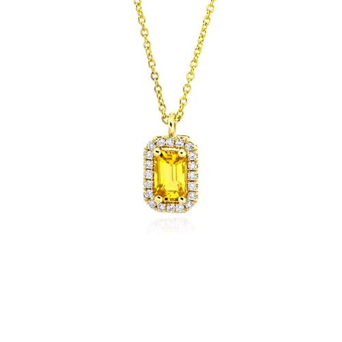 Μενταγιόν Ροζέτα με Αλυσίδα από Κίτρινο Χρυσό 18Κ Διαμάντια και Ζαφείρι 038925