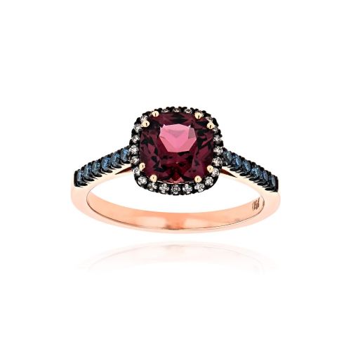 Δαχτυλίδι Ροζέτα από Ροζ Χρυσό Κ18 με Γρανάτα και Διαμάντια 038934