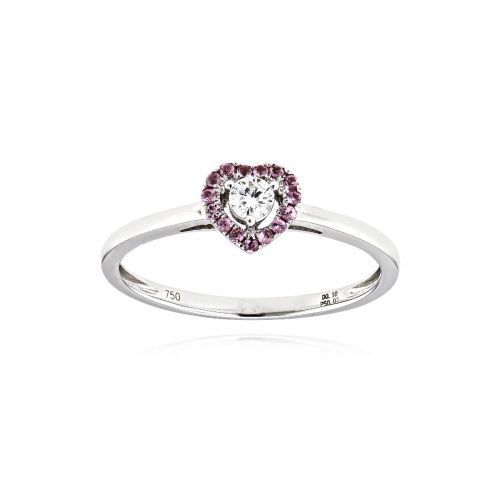 Δαχτυλίδι Καρδιά από Λευκό Χρυσό Κ18 με Διαμάντι και Ζαφείρια 039153