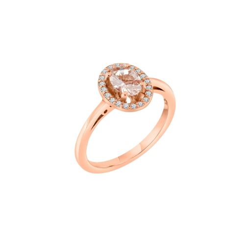 Δαχτυλίδι Ροζέτα MetronGold από Ροζ Χρυσό Κ14 με Μοργκανίτη και Διαμάντια 039238