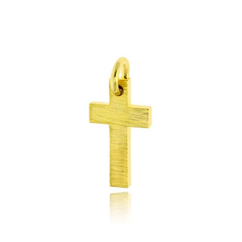 Σταυρός Βάπτισης Διπλής Όψης για Αγόρι από Κίτρινο Χρυσό 14 Καρατίων 039343