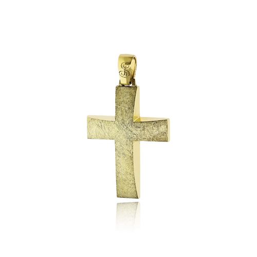 Σταυρός Βάπτισης Διπλής Όψης για Αγόρι  με Απεικόνιση της Βάπτισης από Κίτρινο Χρυσό 14Κ 039385