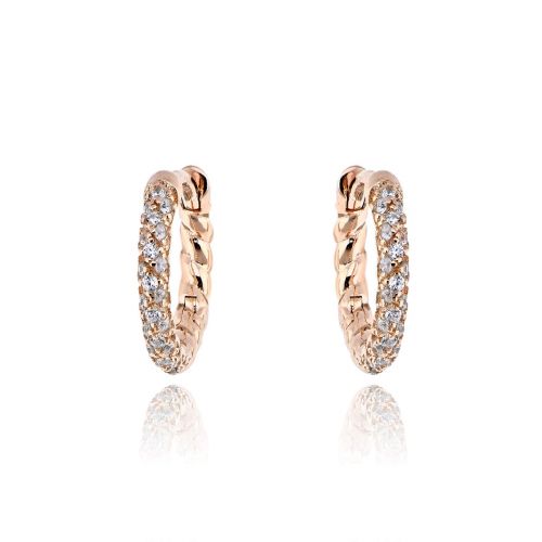 Σκουλαρίκια Κρίκοι από Ροζ Επιχρυσωμένο Ασήμι 925 με Πέτρες Ζιργκόν 039575