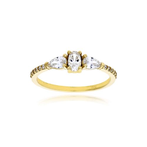 Δαχτυλίδι από Κίτρινο Χρυσό Κ14 με Πέτρες Ζιργκόν 039632