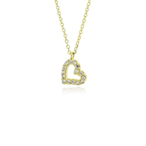 Μενταγιόν Καρδιά με Αλυσίδα από Κίτρινο Χρυσό Κ09 με Πέτρες Ζιργκόν 039659