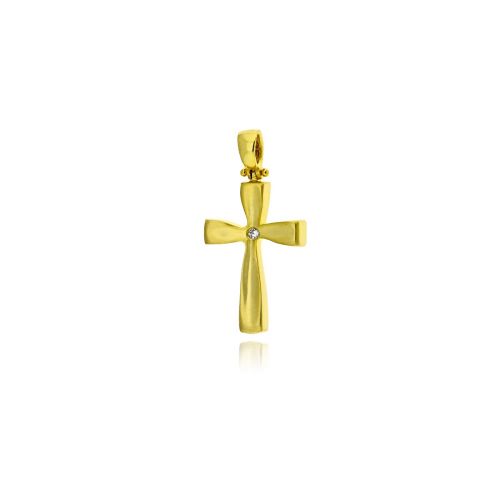 Σταυρός Βάπτισης για Κορίτσι από Κίτρινο  Χρυσό Κ14 με Διαμάντι 039721