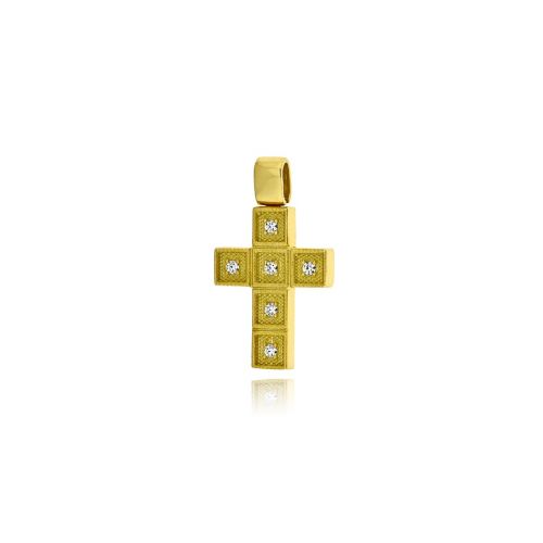 Σταυρός Βάπτισης Val΄Oro για Κορίτσι από Κίτρινο Χρυσό Κ14 και Πέτρες Ζιργκόν 039724