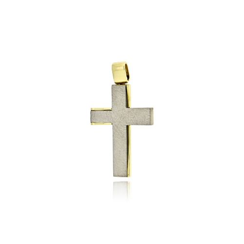 Σταυρός Βάπτισης Διπλής Όψης Val΄Oro για Αγόρι από Λευκό και Κίτρινο Χρυσό Κ14 039725