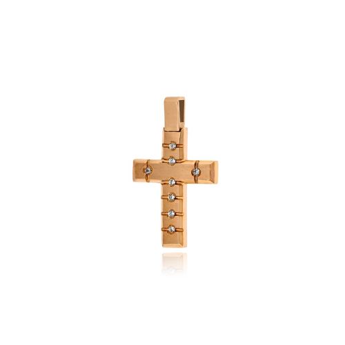 Σταυρός Βάπτισης Val΄Oro για Κορίτσι από Ροζ Χρυσό Κ14 και Πέτρες Ζιργκόν 039752