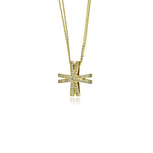 Σταυρός Βάπτισης Val΄Oro με Αλυσίδα για Κορίτσι από Κίτρινο Χρυσό Κ14 και Πέτρες Ζιργκόν 039759