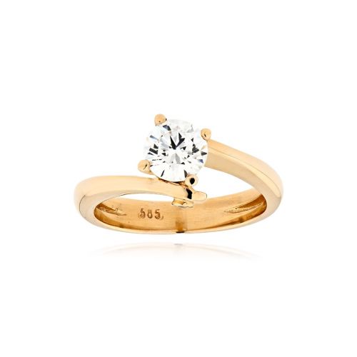 Μονόπετρο Δαχτυλίδι Val΄Oro από Ροζ Χρυσό Κ14 με Πέτρες Ζιργκόν 039771