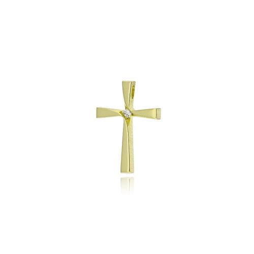 Σταυρός Βάπτισης Τριάντος για Κορίτσι από Κίτρνο Χρυσό Κ14 και Πέτρα Ζιργκόν 039787