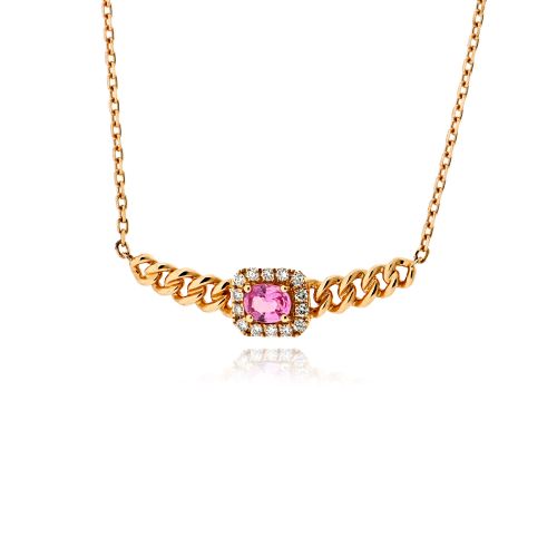Μενταγιόν Ροζέτα από Ροζ Χρυσό Κ18 με Διαμάντια και Ζαφείρι 039958
