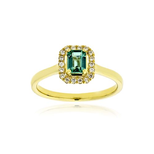 Δαχτυλίδι Ροζέτα από Κίτρινο Χρυσό Κ18 με Διαμάντια και Σμαράγδι 039969