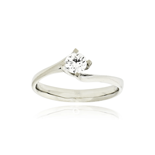 Μονόπετρο Δαχτυλίδι Φλόγα από Λευκό Χρυσό Κ18 με Διαμάντι 039973