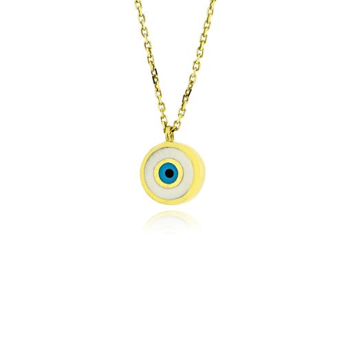 Μενταγιόν Μάτι με Αλυσίδα από Κίτρινο Χρυσό Κ14 040010