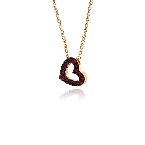 Μενταγιόν Καρδιά από Ρόζ Χρυσό Κ09 με Πέτρες Ζιργκόν και Αλυσίδα 040051