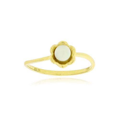Δαχτυλίδι Κίτρινο Χρυσό 14 Καρατίων Κ14 με Μαργαριτάρι 040097