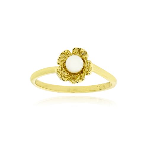 Δαχτυλίδι Κίτρινο Χρυσό 14 Καρατίων Κ14 με Μαργαριτάρι 040099